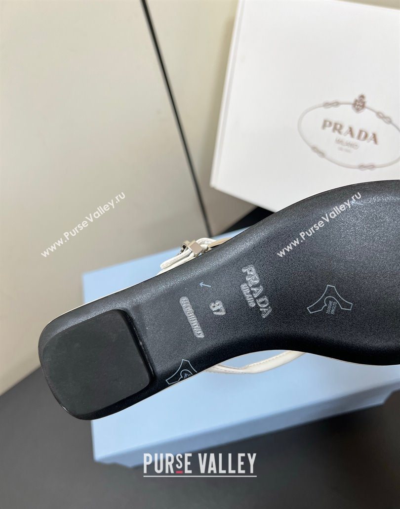 Prada Leather thong sandals with buckle White 2025 1Y503N (HQG-250603042)