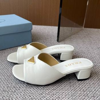 Prada Padded nappa leather heel slides sandal 3.5cm White 2025 1XX711 (HQG-250603046)