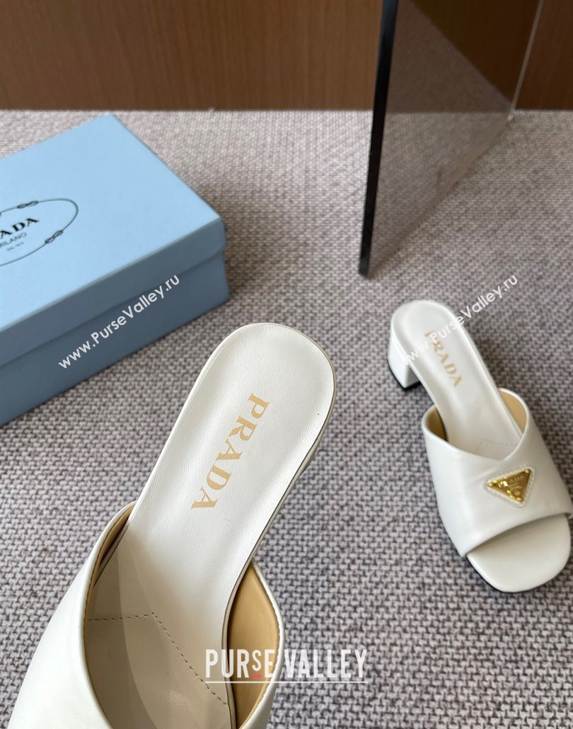 Prada Padded nappa leather heel slides sandal 3.5cm White 2025 1XX711 (HQG-250603046)