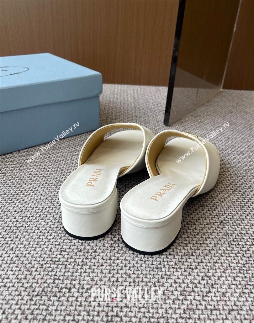 Prada Padded nappa leather heel slides sandal 3.5cm White 2025 1XX711 (HQG-250603046)