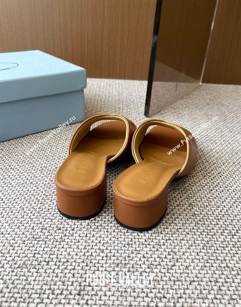 Prada Padded nappa leather heel slides sandal 3.5cm Brown 2025 1XX711 (HQG-250603047)