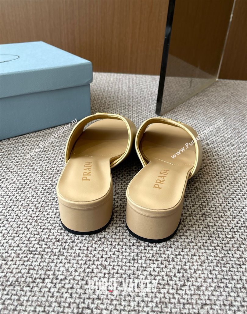 Prada Padded nappa leather heel slides sandal 3.5cm Beige 2025 1XX711 (HQG-250603048)