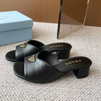 Prada Padded nappa leather heel slides sandal 3.5cm Black 2025 1XX711 (HQG-250603049)