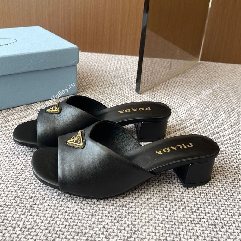 Prada Padded nappa leather heel slides sandal 3.5cm Black 2025 1XX711 (HQG-250603049)