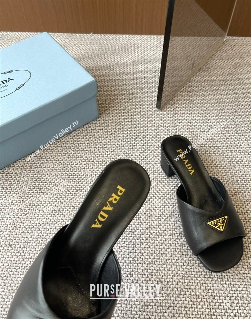 Prada Padded nappa leather heel slides sandal 3.5cm Black 2025 1XX711 (HQG-250603049)