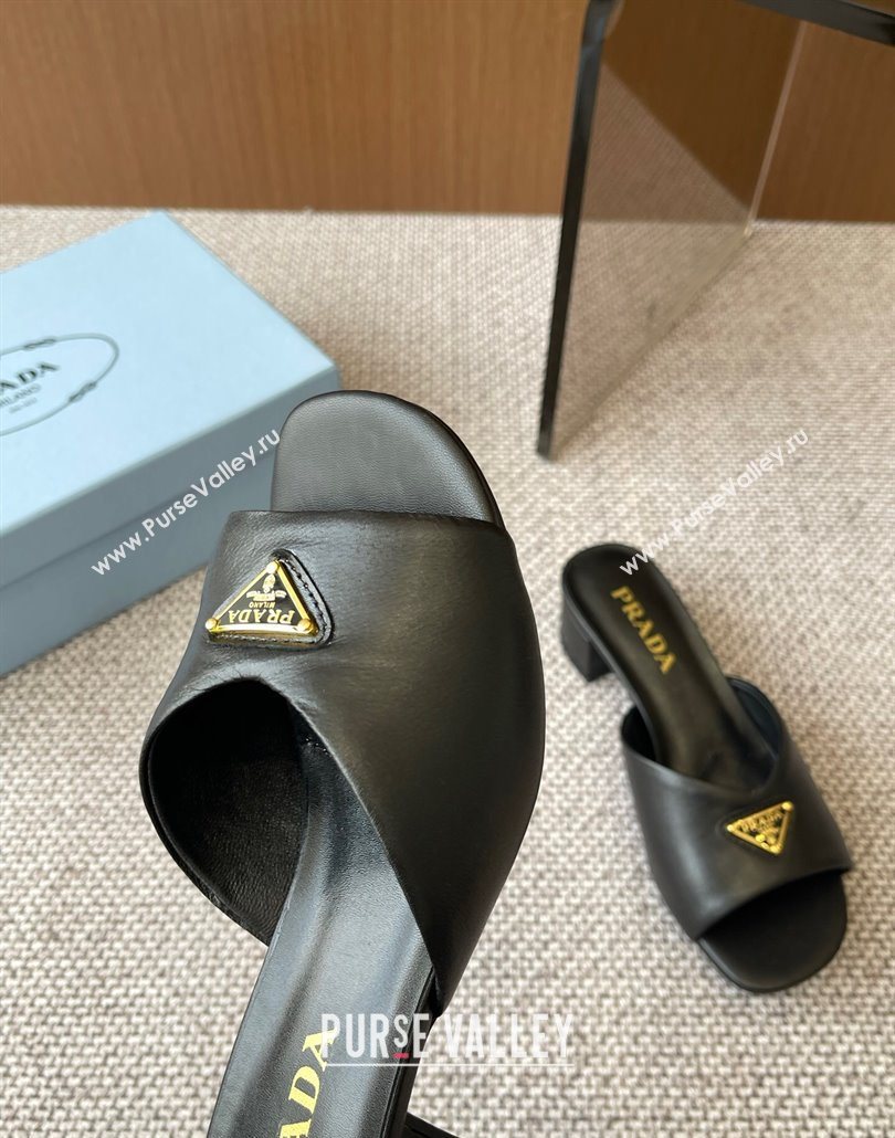 Prada Padded nappa leather heel slides sandal 3.5cm Black 2025 1XX711 (HQG-250603049)