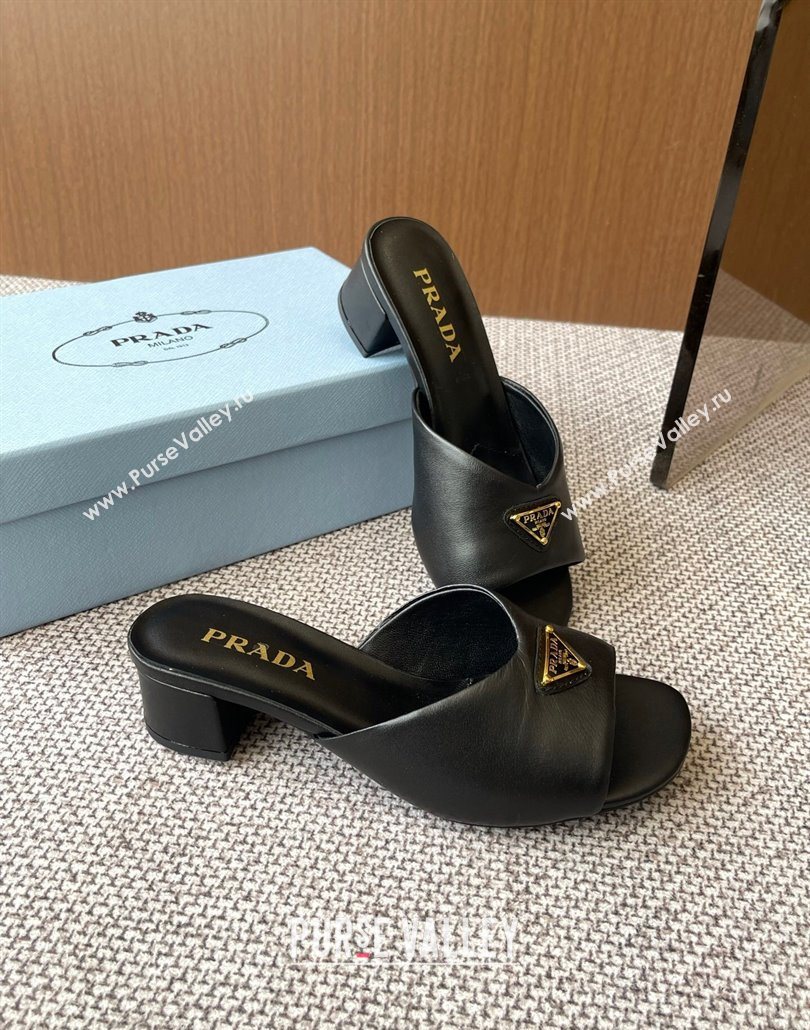 Prada Padded nappa leather heel slides sandal 3.5cm Black 2025 1XX711 (HQG-250603049)