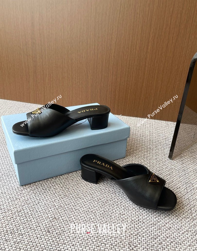 Prada Padded nappa leather heel slides sandal 3.5cm Black 2025 1XX711 (HQG-250603049)