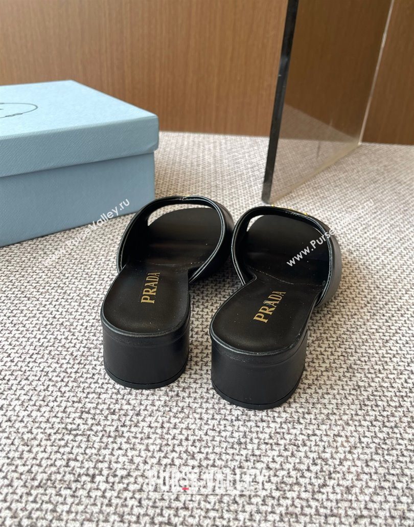 Prada Padded nappa leather heel slides sandal 3.5cm Black 2025 1XX711 (HQG-250603049)