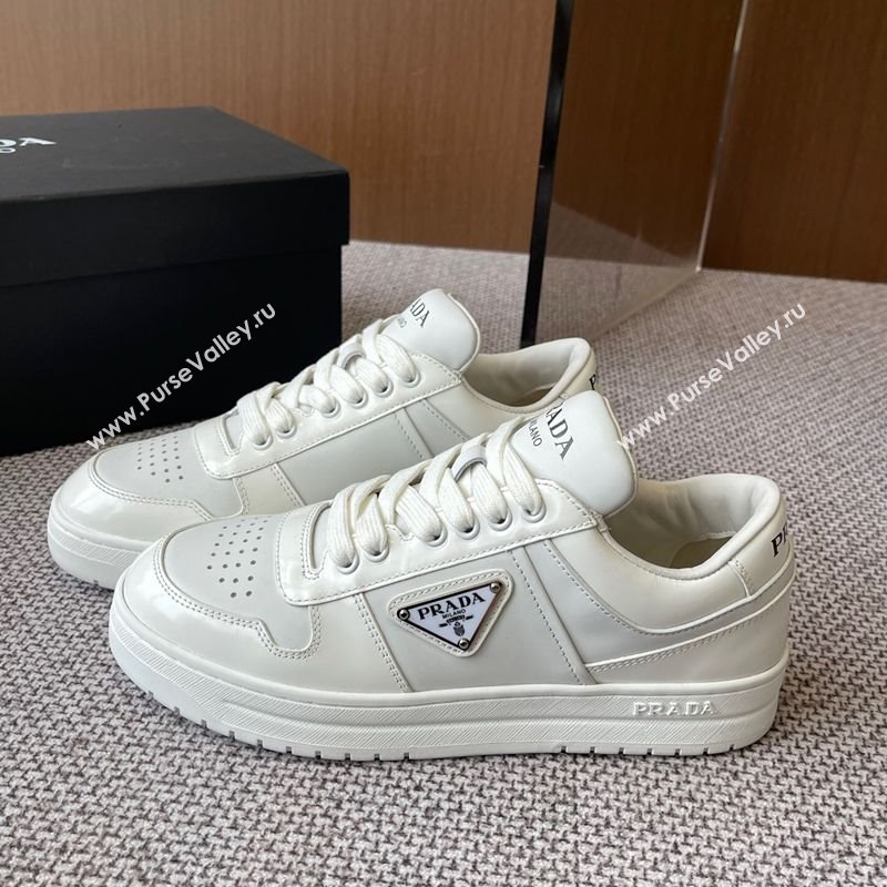 Prada Downtown perforated leather sneakers White2 2025 1E792M (HQG-250603013)