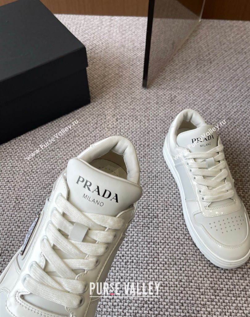 Prada Downtown perforated leather sneakers White2 2025 1E792M (HQG-250603013)