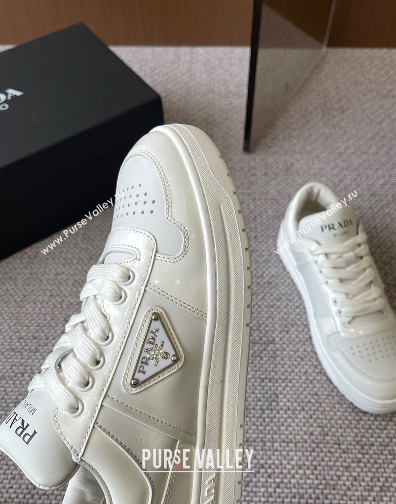 Prada Downtown perforated leather sneakers White2 2025 1E792M (HQG-250603013)