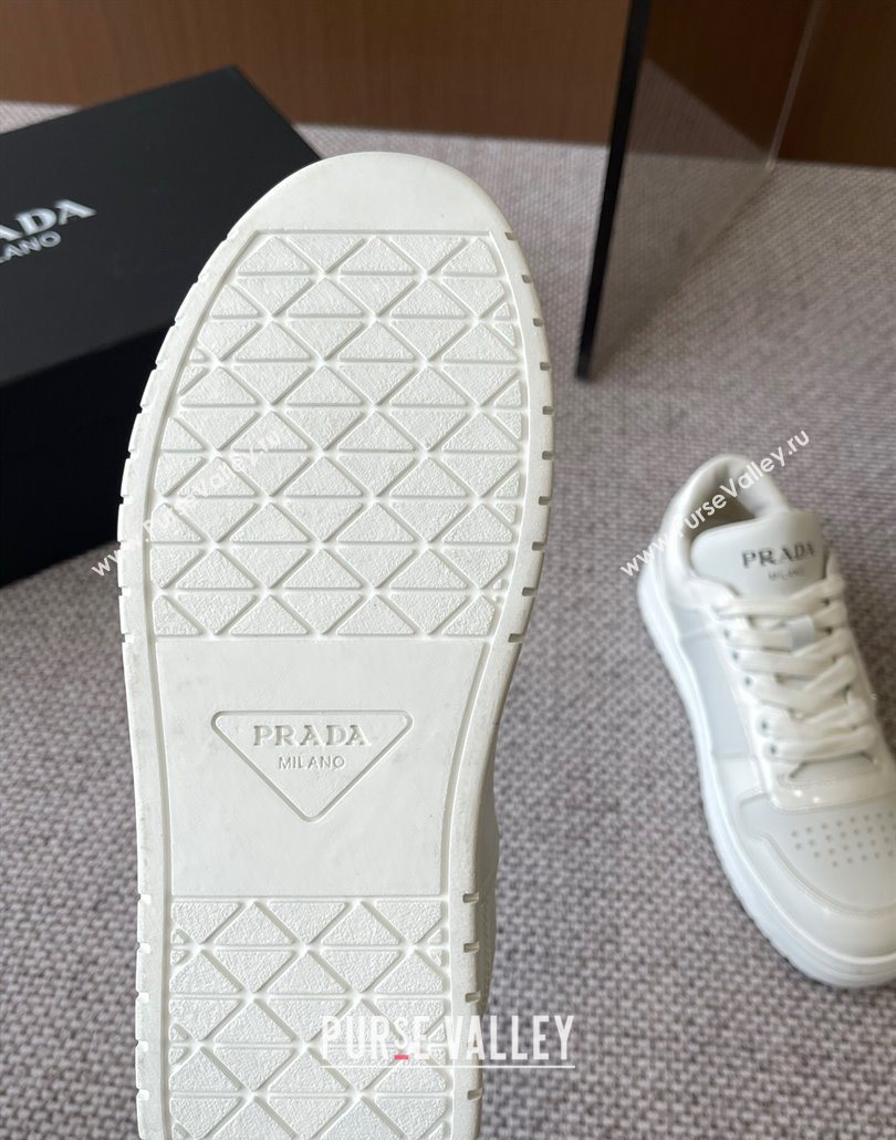 Prada Downtown perforated leather sneakers White2 2025 1E792M (HQG-250603013)
