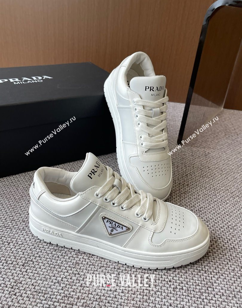 Prada Downtown perforated leather sneakers White2 2025 1E792M (HQG-250603013)
