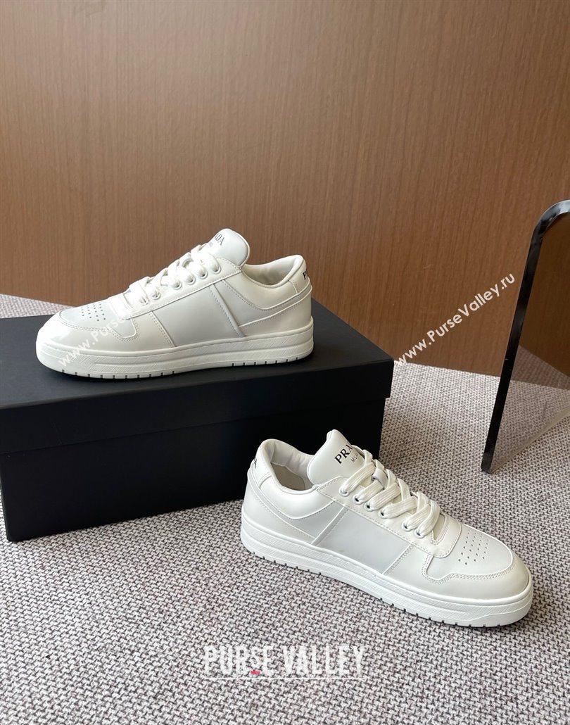 Prada Downtown perforated leather sneakers White2 2025 1E792M (HQG-250603013)