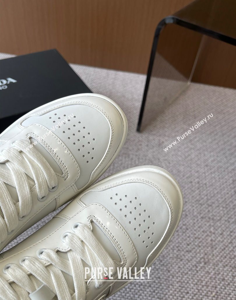 Prada Downtown perforated leather sneakers White2 2025 1E792M (HQG-250603013)