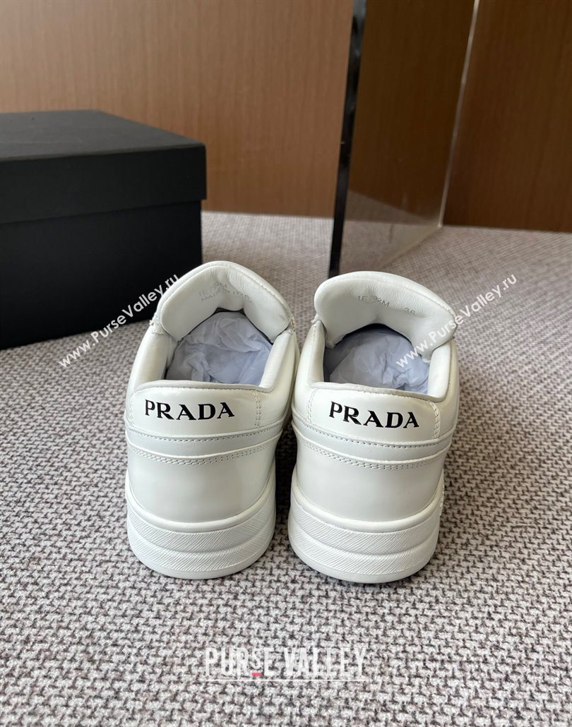 Prada Downtown perforated leather sneakers White2 2025 1E792M (HQG-250603013)