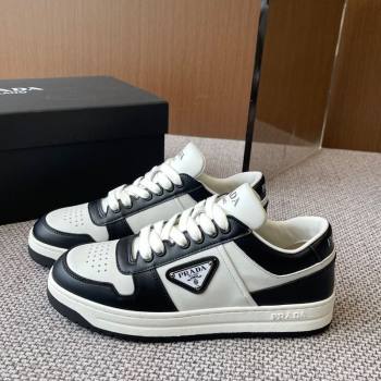 Prada Downtown perforated leather sneakers White/Black 2025 1E792M (HQG-250603014)