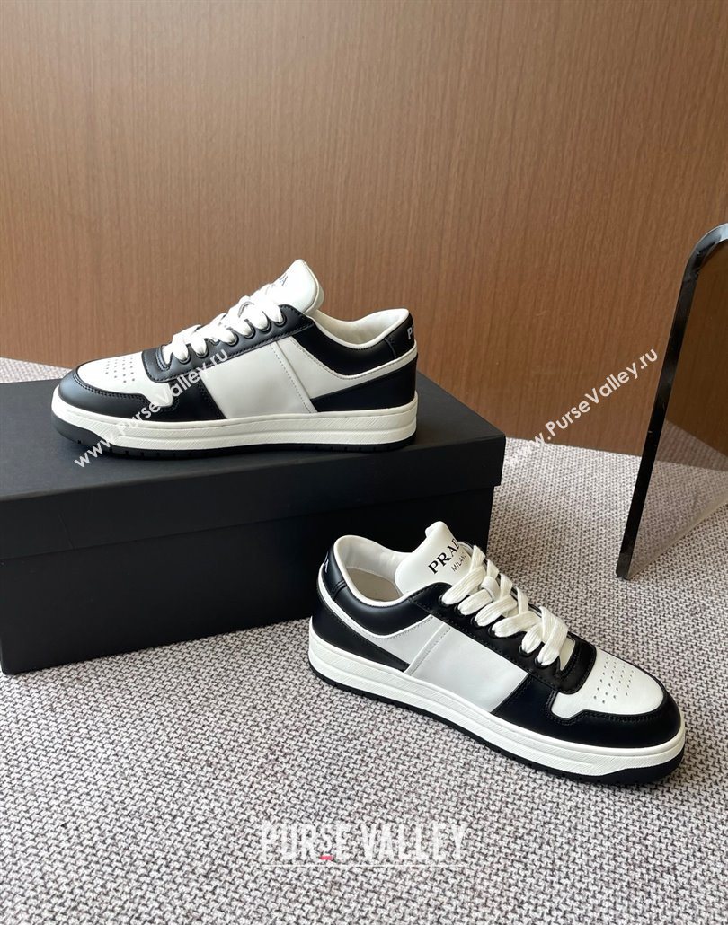 Prada Downtown perforated leather sneakers White/Black 2025 1E792M (HQG-250603014)