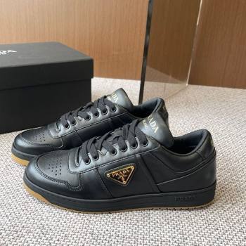 Prada Downtown perforated leather sneakers Black2 2025 1E792M (HQG-250603015)