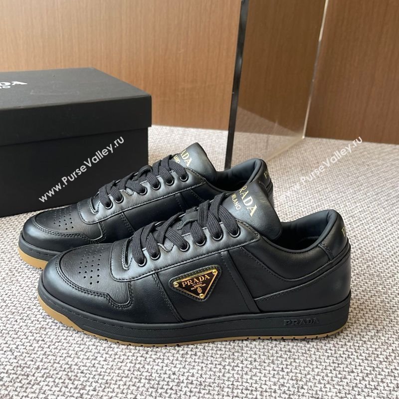 Prada Downtown perforated leather sneakers Black2 2025 1E792M (HQG-250603015)