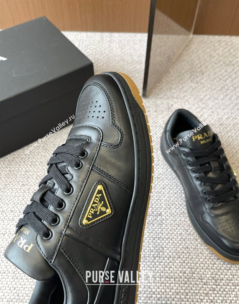 Prada Downtown perforated leather sneakers Black2 2025 1E792M (HQG-250603015)