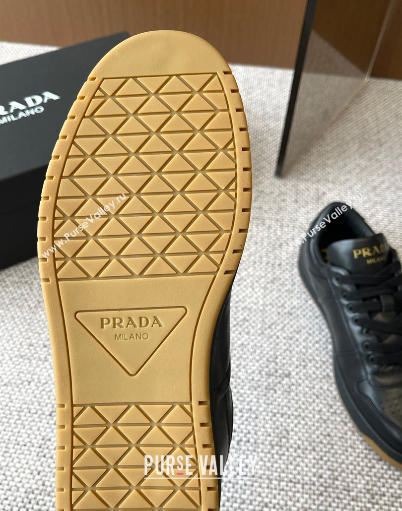 Prada Downtown perforated leather sneakers Black2 2025 1E792M (HQG-250603015)