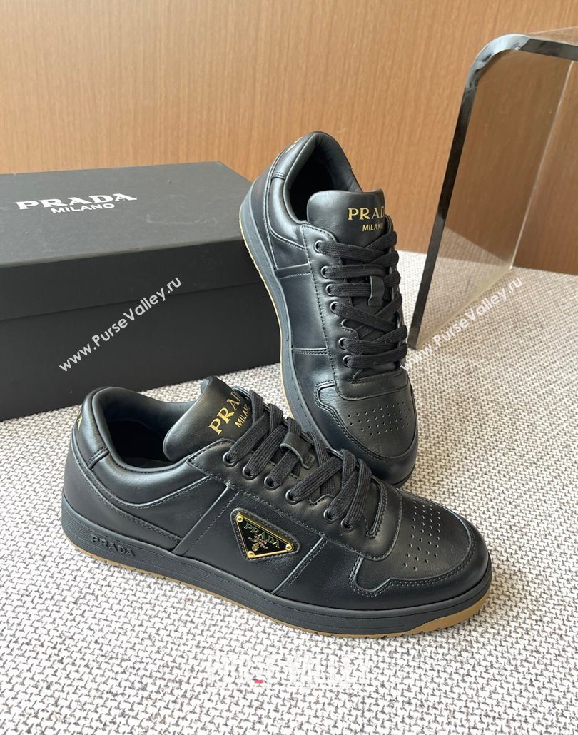 Prada Downtown perforated leather sneakers Black2 2025 1E792M (HQG-250603015)