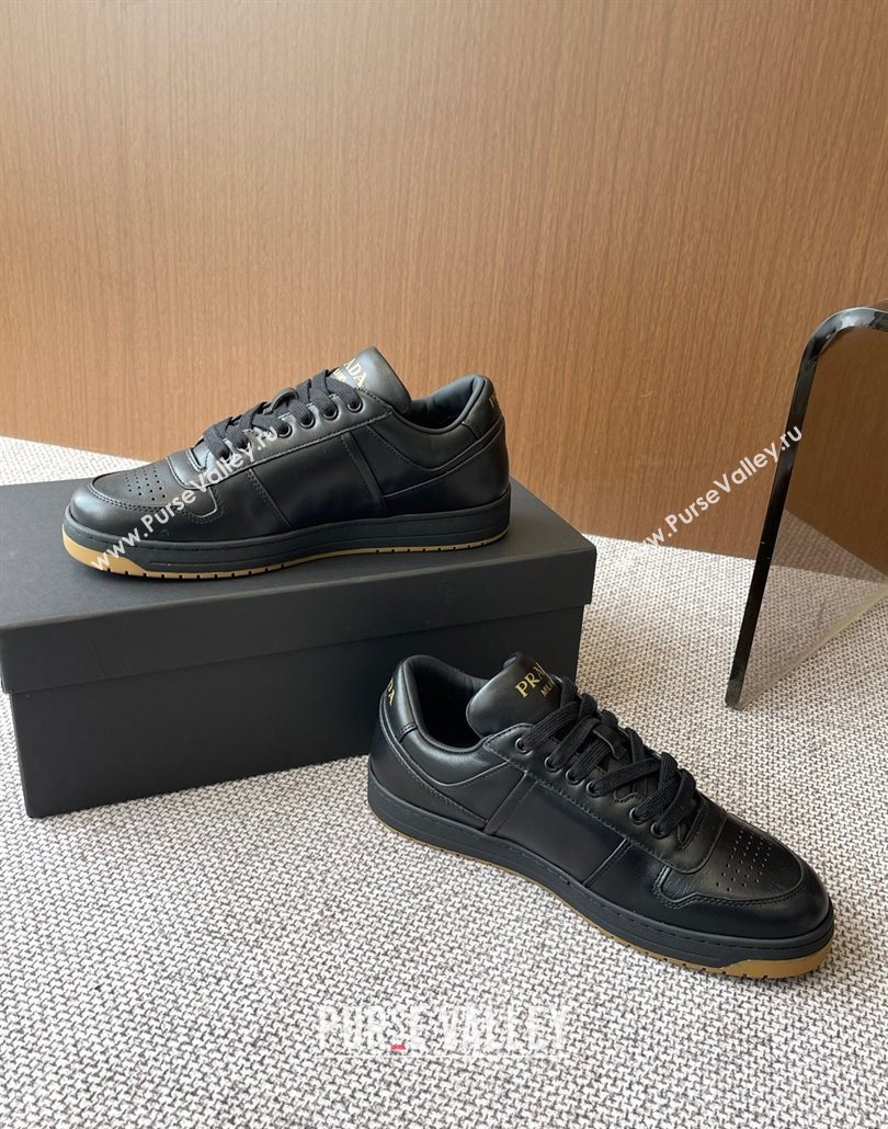 Prada Downtown perforated leather sneakers Black2 2025 1E792M (HQG-250603015)