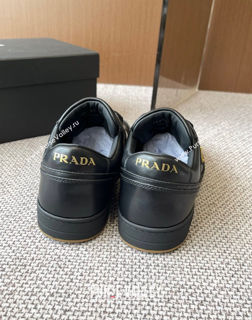 Prada Downtown perforated leather sneakers Black2 2025 1E792M (HQG-250603015)