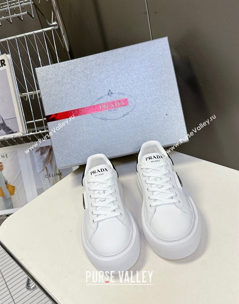 Prada Leather platform sneakers White/Black 2025 PR060303 (MD-250603016)