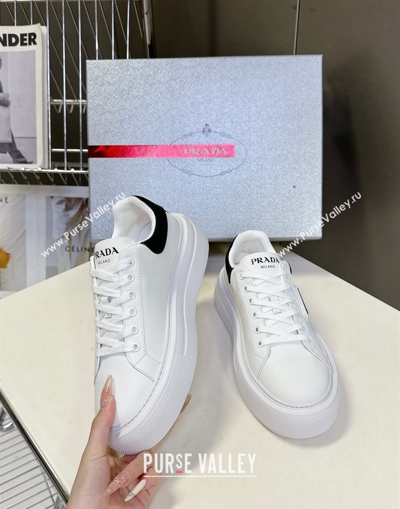 Prada Leather platform sneakers White/Black 2025 PR060303 (MD-250603016)