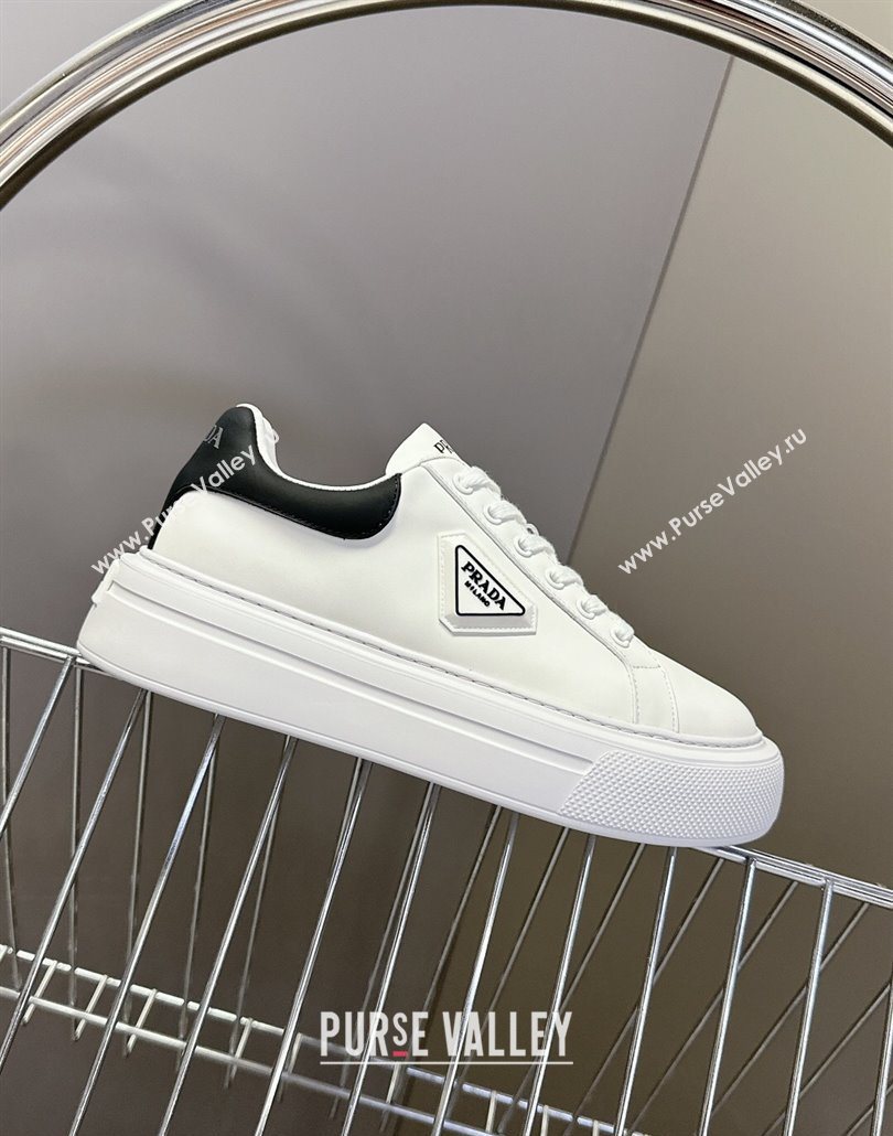 Prada Leather platform sneakers White/Black 2025 PR060303 (MD-250603016)