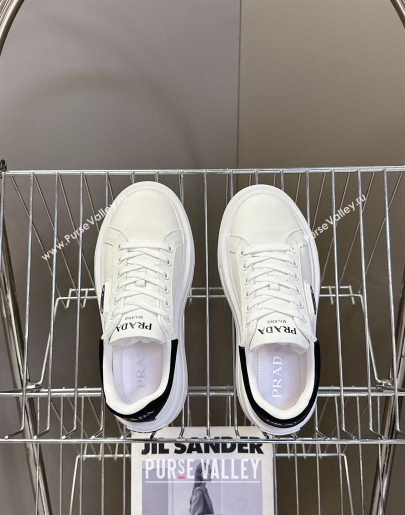 Prada Leather platform sneakers White/Black 2025 PR060303 (MD-250603016)