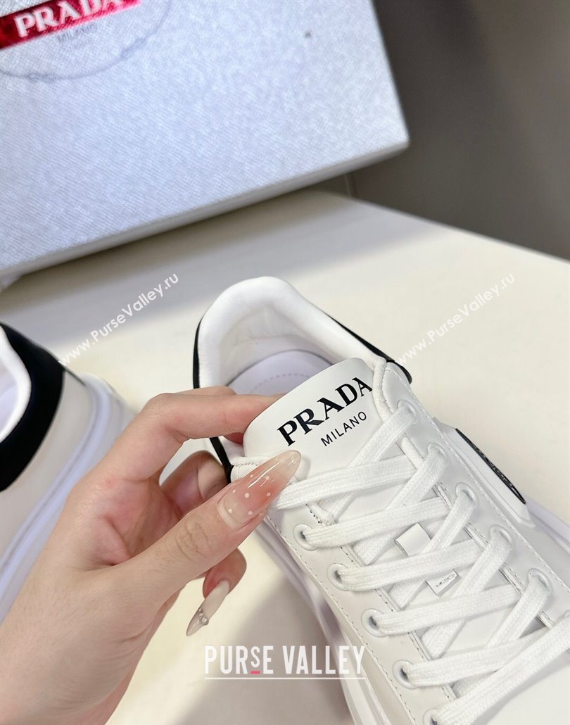 Prada Leather platform sneakers White/Black 2025 PR060303 (MD-250603016)