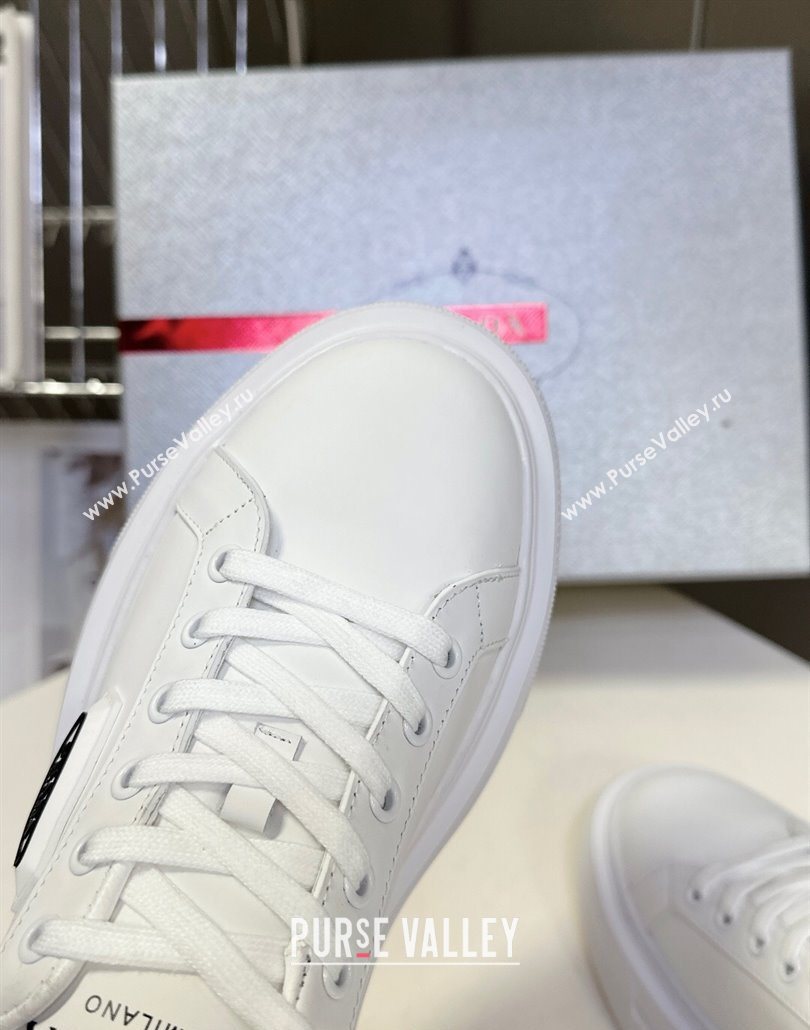 Prada Leather platform sneakers White/Black 2025 PR060303 (MD-250603016)
