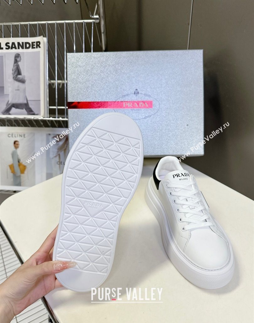 Prada Leather platform sneakers White/Black 2025 PR060303 (MD-250603016)