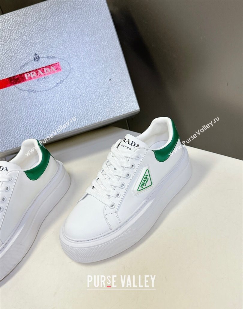 Prada Leather platform sneakers White/Green 2025 PR060303 (MD-250603018)