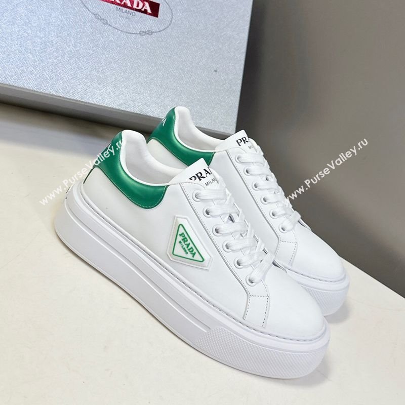 Prada Leather platform sneakers White/Green 2025 PR060303 (MD-250603018)