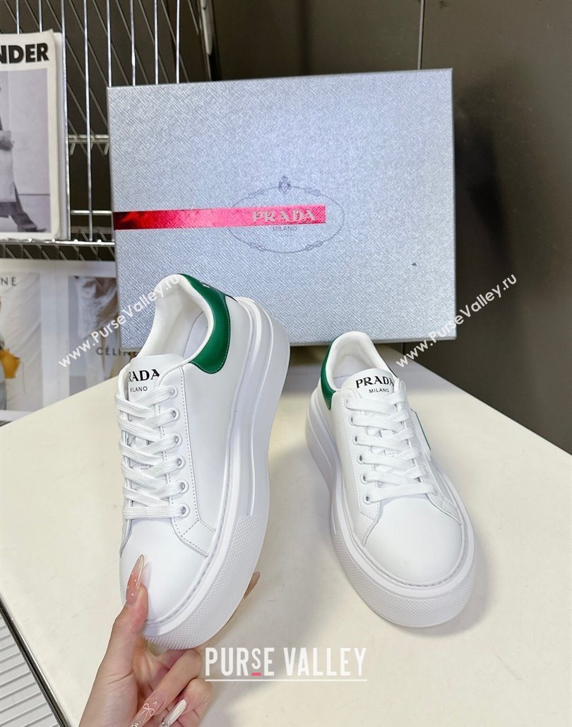 Prada Leather platform sneakers White/Green 2025 PR060303 (MD-250603018)