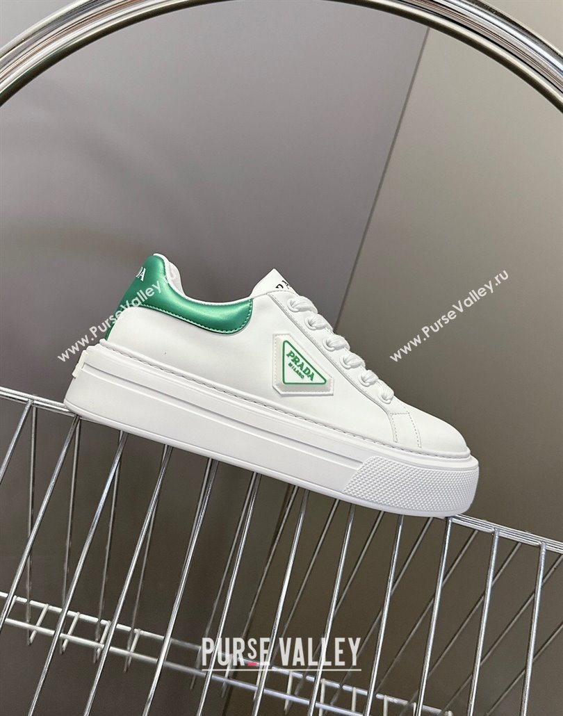 Prada Leather platform sneakers White/Green 2025 PR060303 (MD-250603018)