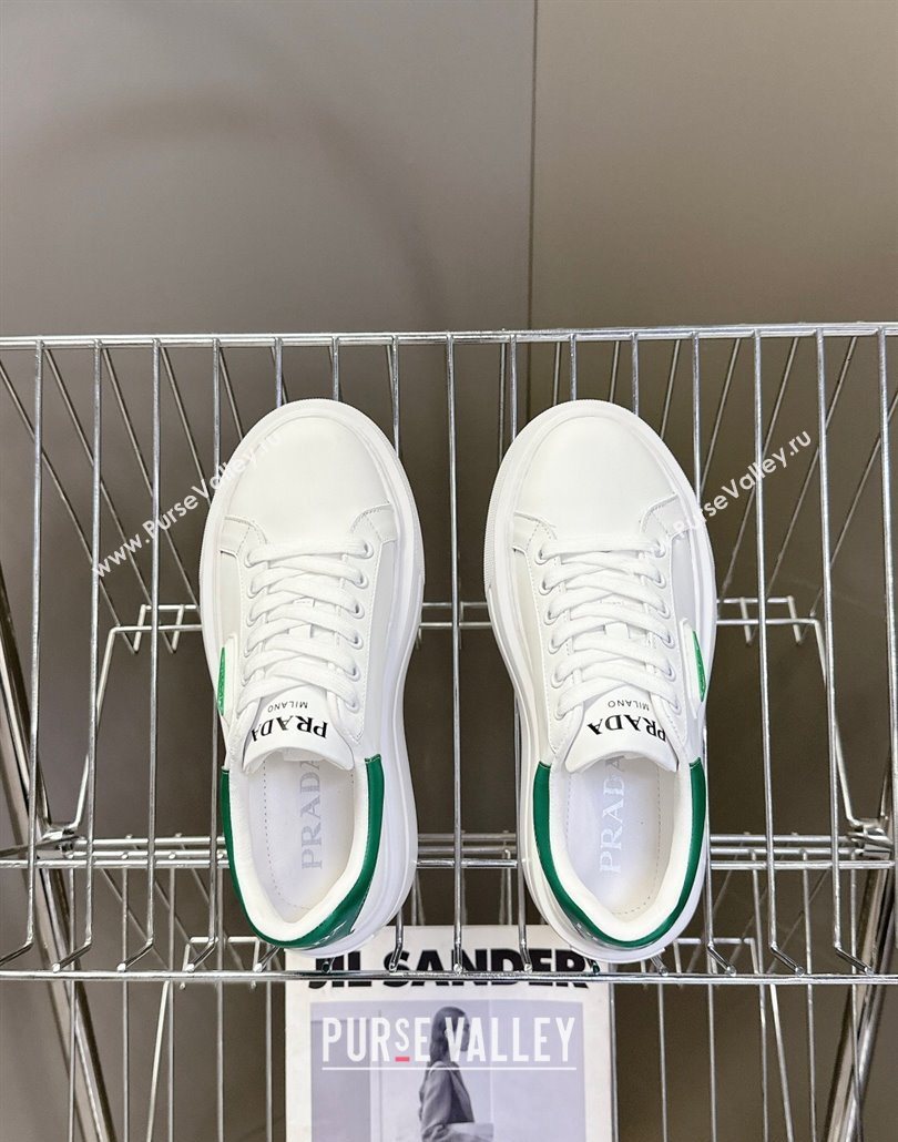 Prada Leather platform sneakers White/Green 2025 PR060303 (MD-250603018)