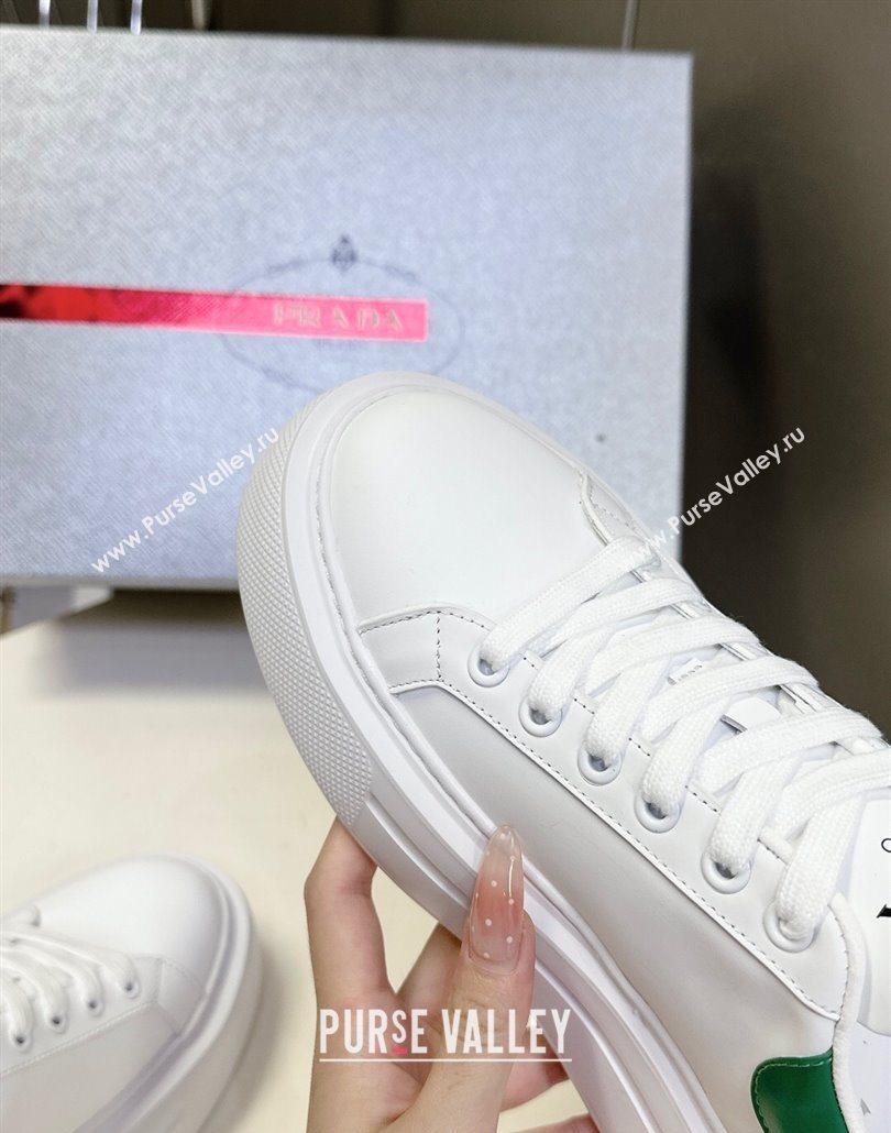 Prada Leather platform sneakers White/Green 2025 PR060303 (MD-250603018)