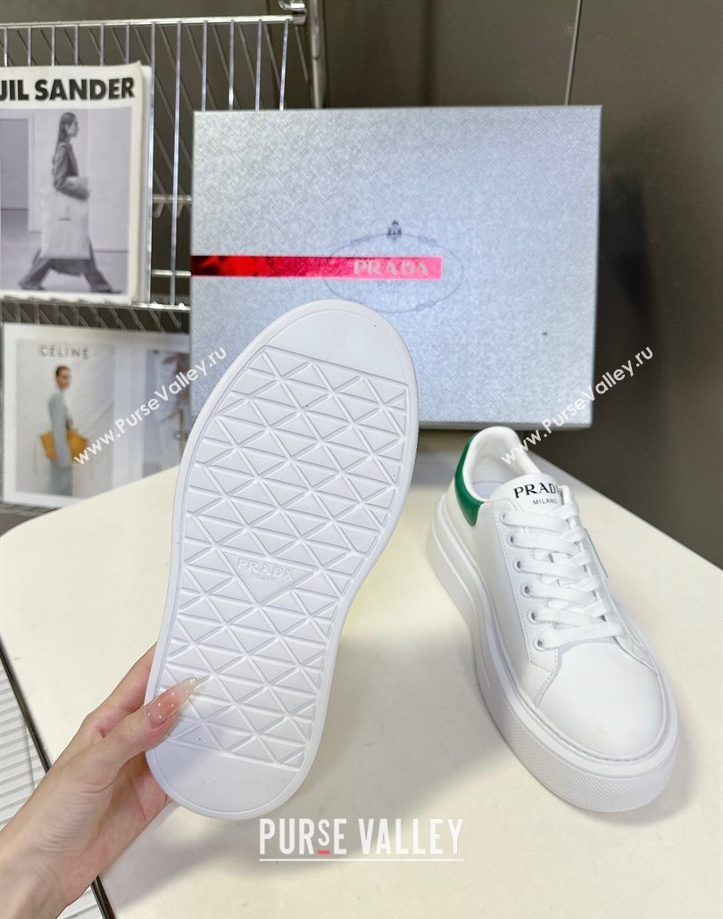 Prada Leather platform sneakers White/Green 2025 PR060303 (MD-250603018)