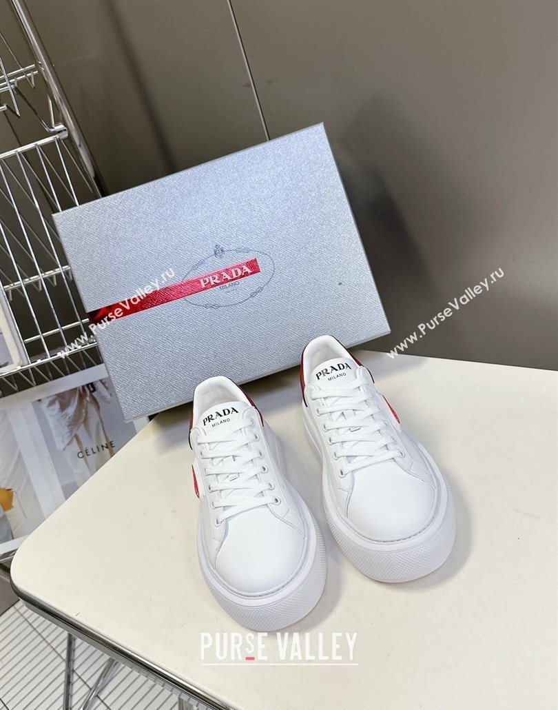 Prada Leather platform sneakers White/Red 2025 PR060303 (MD-250603019)