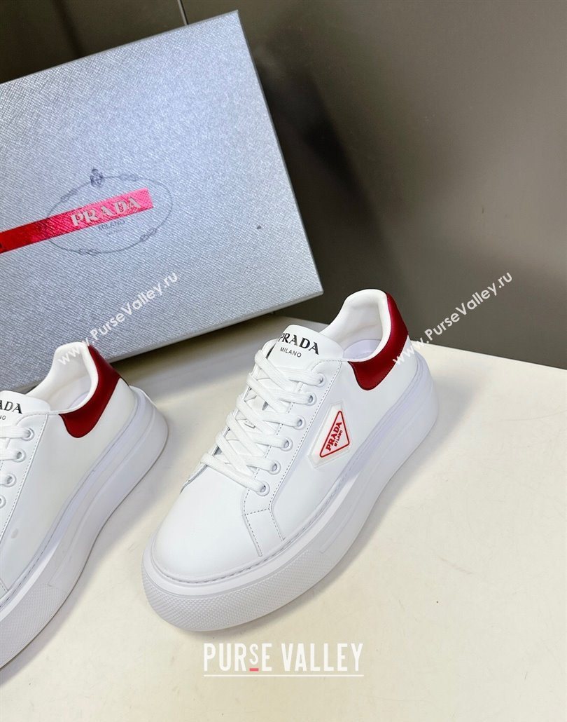 Prada Leather platform sneakers White/Red 2025 PR060303 (MD-250603019)