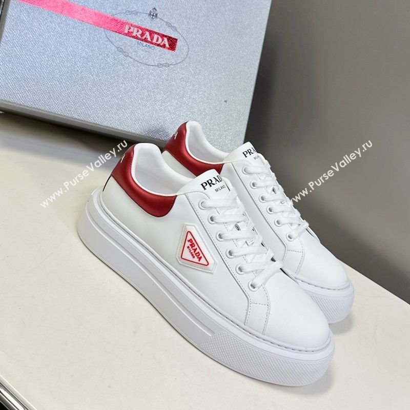 Prada Leather platform sneakers White/Red 2025 PR060303 (MD-250603019)