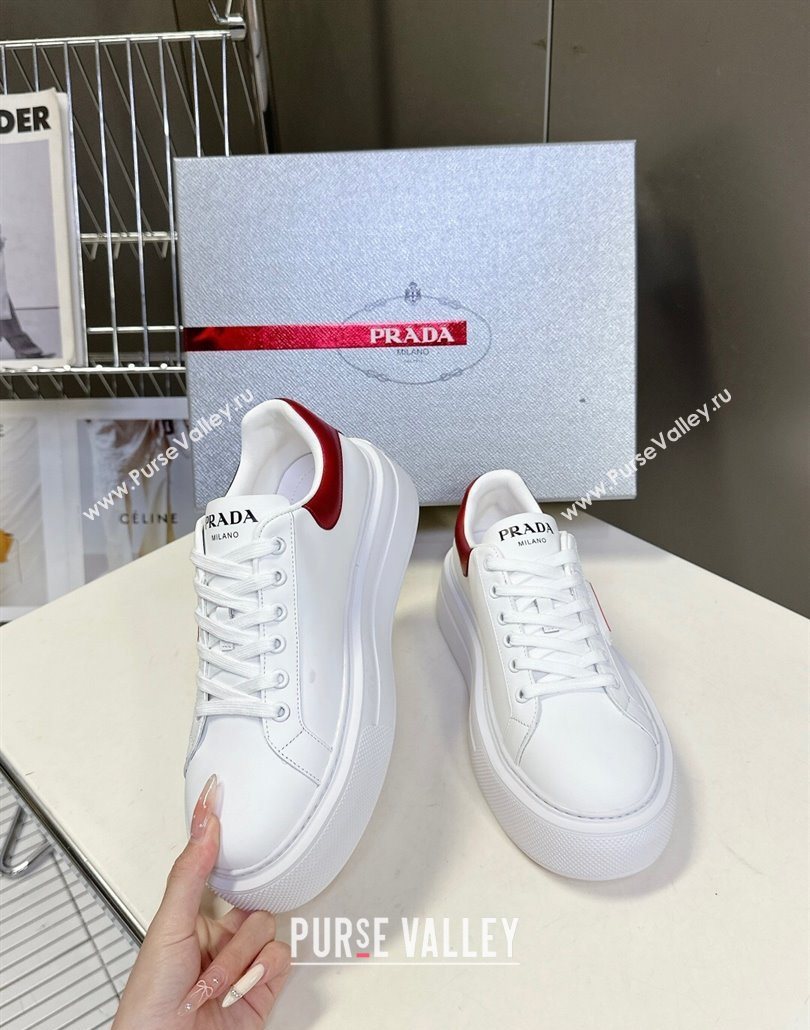 Prada Leather platform sneakers White/Red 2025 PR060303 (MD-250603019)