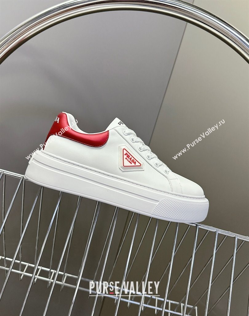 Prada Leather platform sneakers White/Red 2025 PR060303 (MD-250603019)