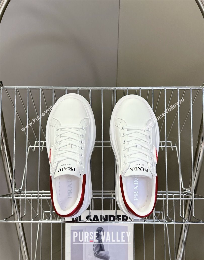 Prada Leather platform sneakers White/Red 2025 PR060303 (MD-250603019)